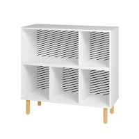 Manhattan Comfort 406AMC176 Essex 33.66 Low Bookcase with 5 Shelves in White and Zebra